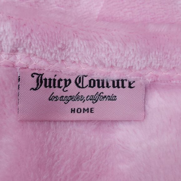 Juicy Couture Oversized Plush Throw Blanket Embossed 60"x90" Pink Twin - Picture 8 of 10